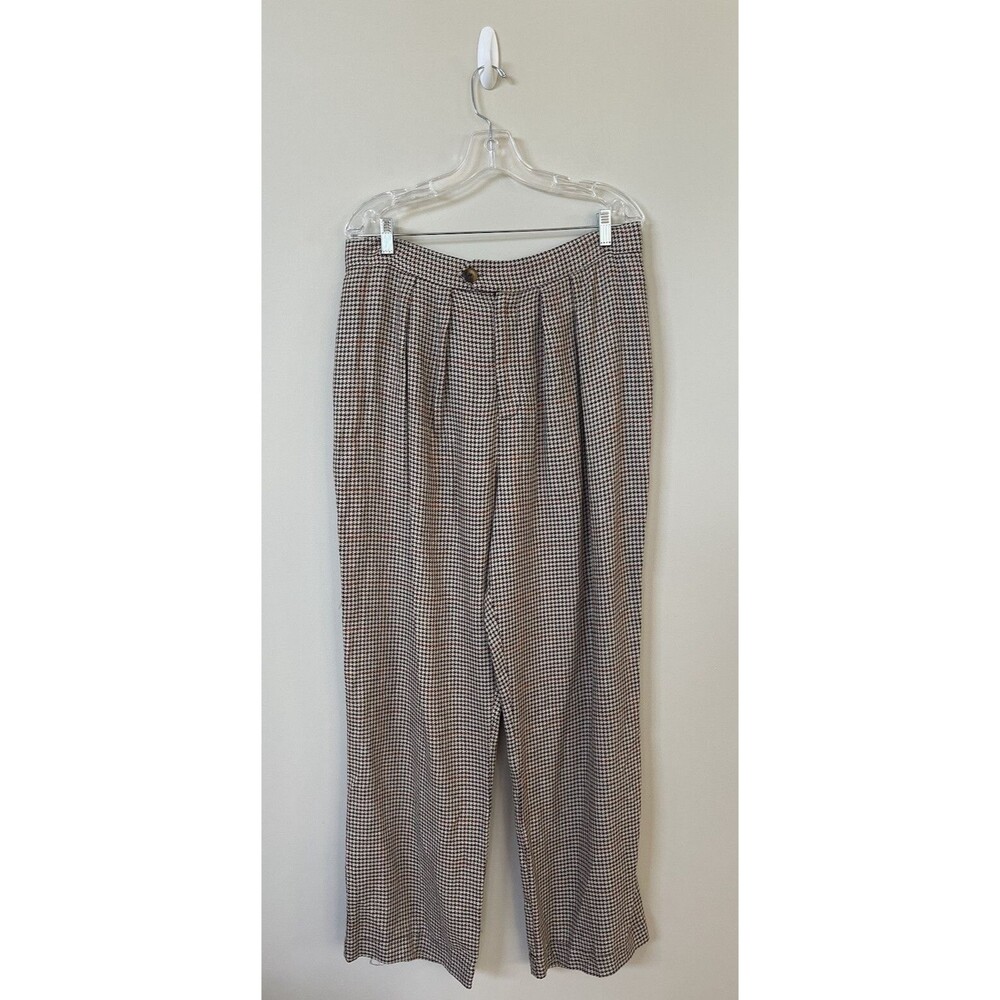 Free People Pants Women Brown Motif Plaid Wide Leg Preppy Boho Retro Size 12 NWT